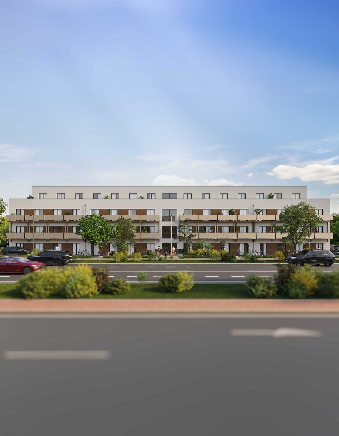 Modern multistory micro apartment building exterior