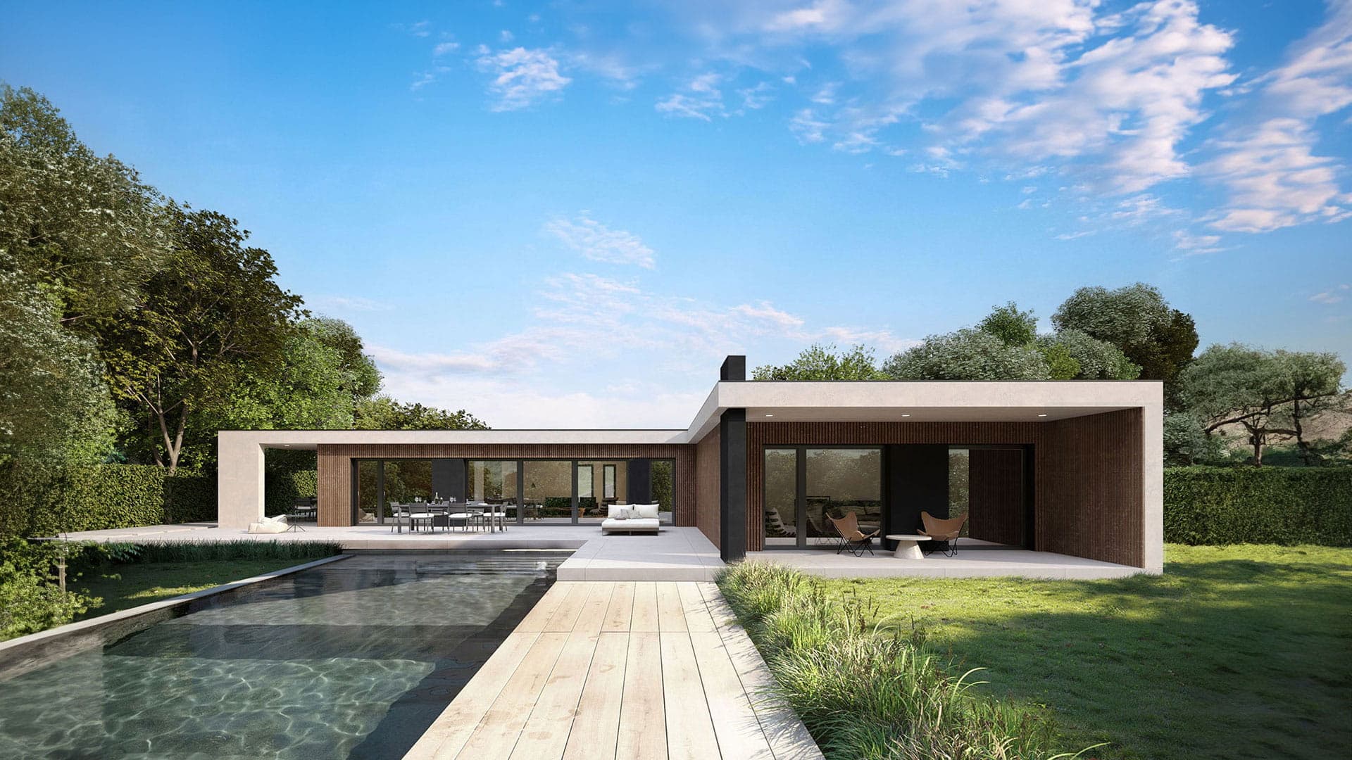 Signature home luxury exterior with contemporary architecture