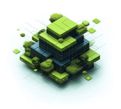 Isometric illustration of modular building design and engineering