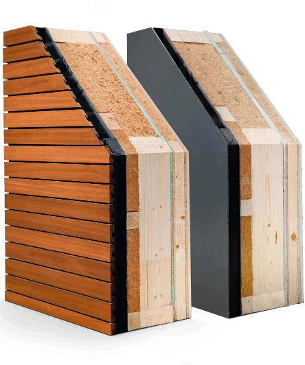 Cross-section of InstaBuilt insulated wooden wall panels