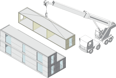 Isometrische Illustration der Montage vor Ort