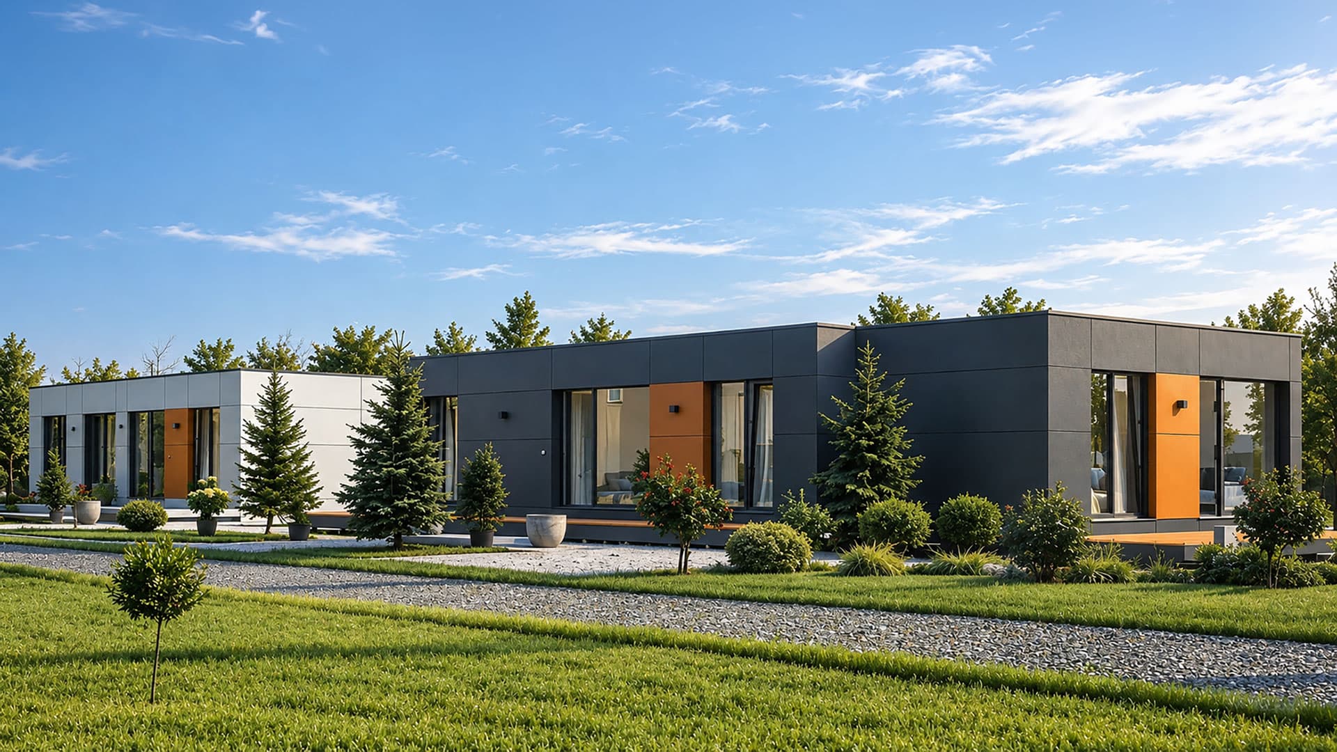 Modular neighbourhood of POP UP homes with shared outdoor community space