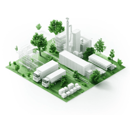 Illustration of Scope 3 value chain emissions across logistics and supply