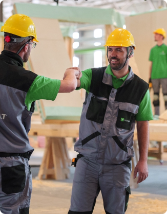 InstaBuilt construction workers collaborating on site