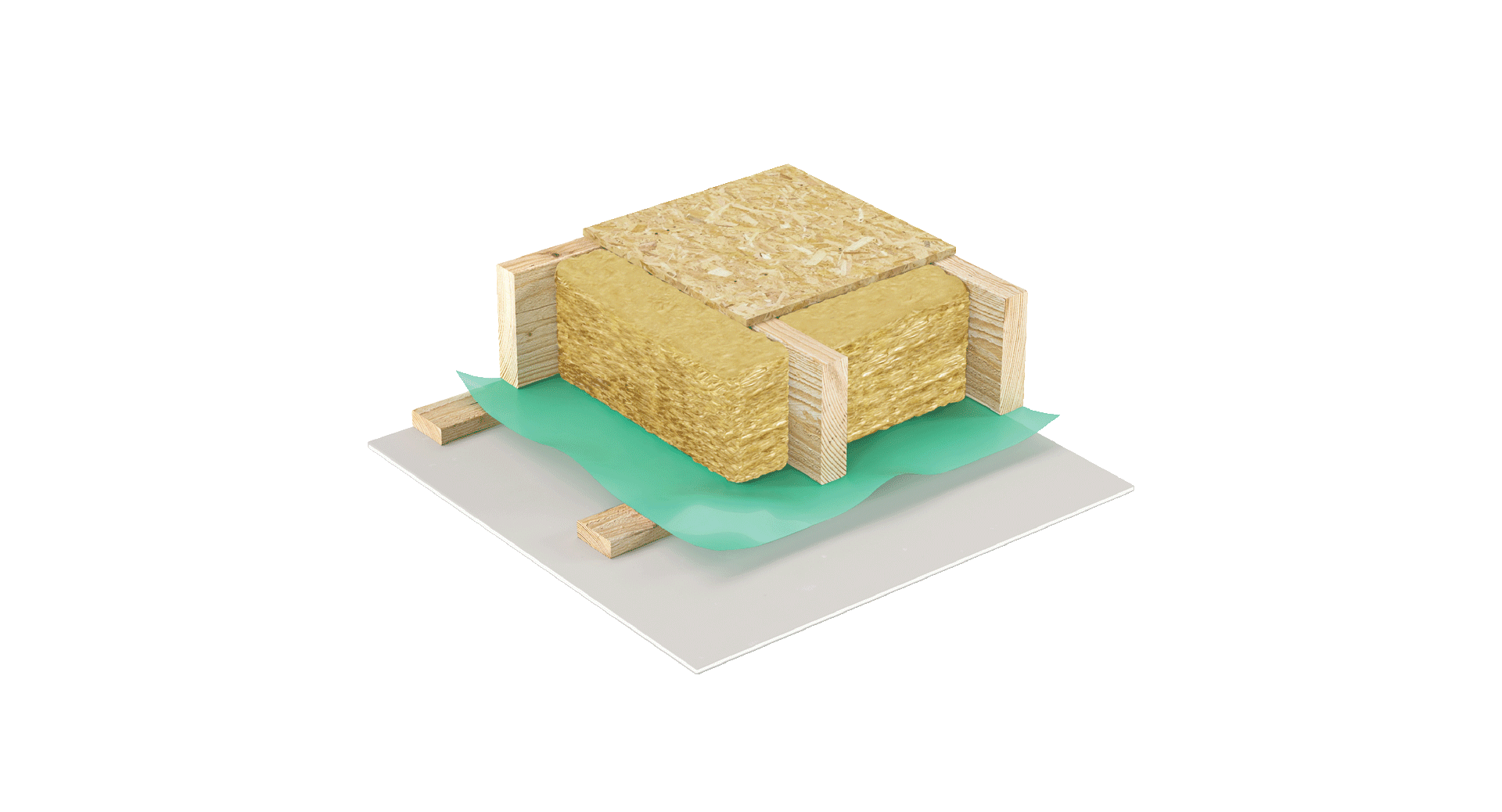 Inter-floor construction with natural wood flooring layers