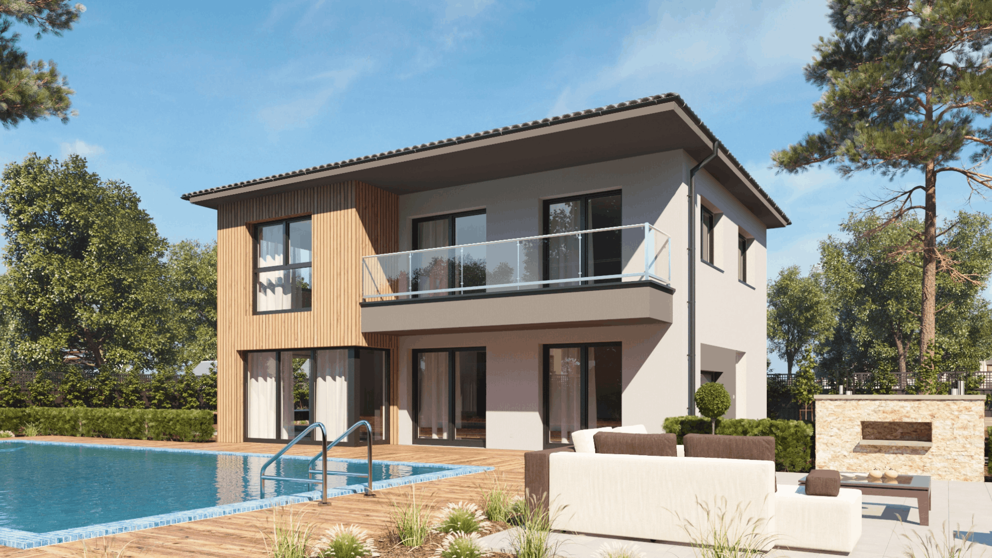 Traditionelles europaeisches Hausdesign von außen